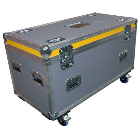 General Purpose Road Trunk Flightcase Grey With Yellow Trim Lid